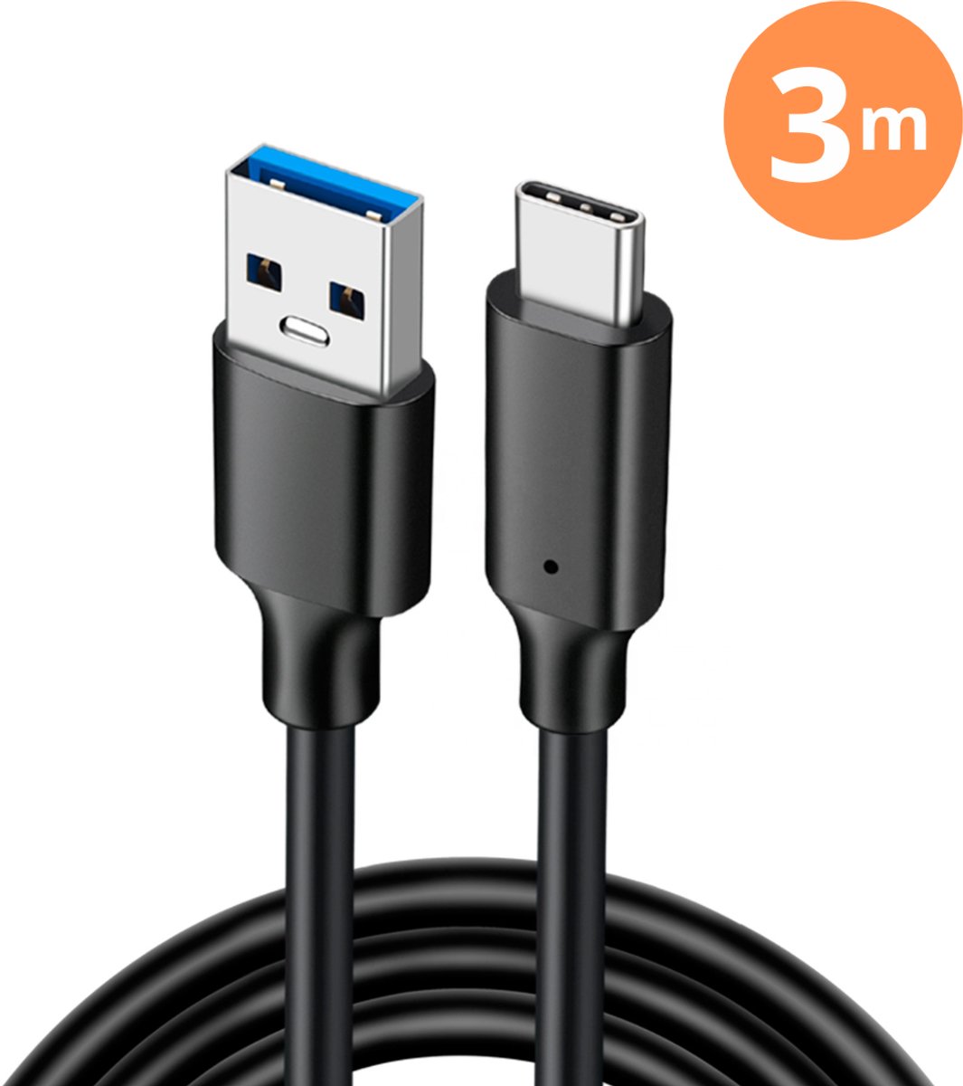 Delmark USB-A naar USB-C Kabel - 3 meter - 3.2 Gen2 - Geschikt voor snel laden - 60W Power Delivery en QC 3.0