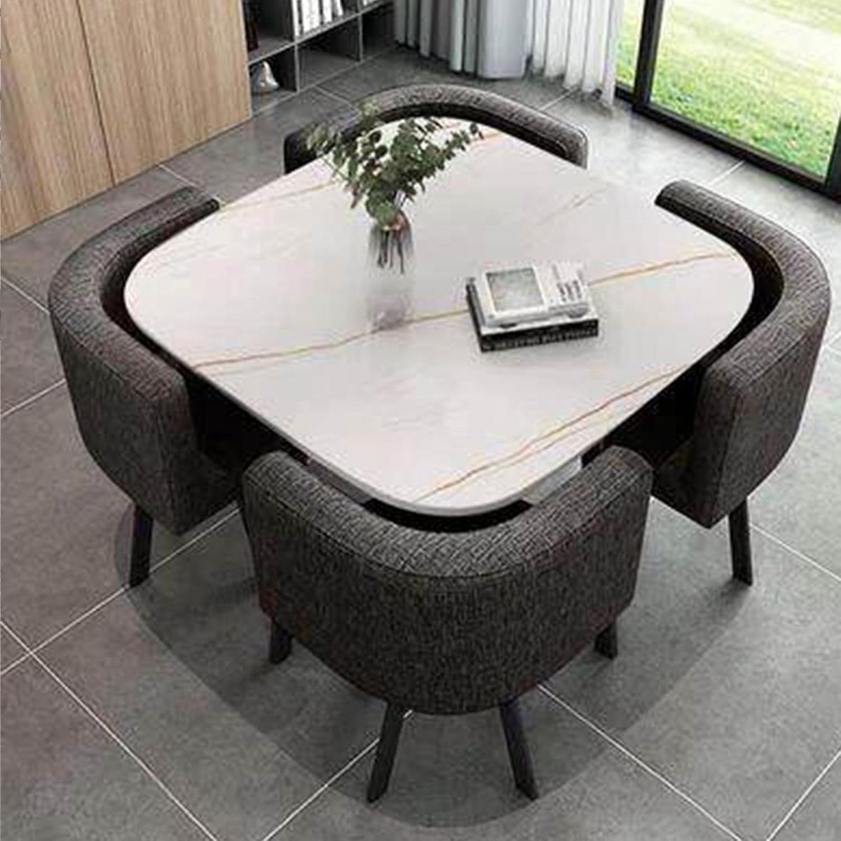 Bar Tafel Set Compact Grijs – Ruimtebesparende Keuken & Ontbijt Bar met Stoelen – Moderne Eet- en Werkplek voor Kleine Ruimtes, Kantoor & Balkon HomebyNicole
