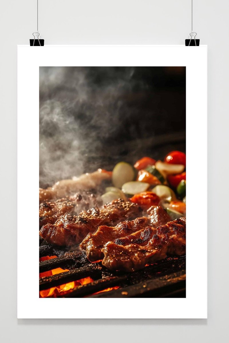 Barbecue Poster - Spiesjes - Eten - Vlees - Groenten - Kulinarisch - Gegrild eten- - Gourm
