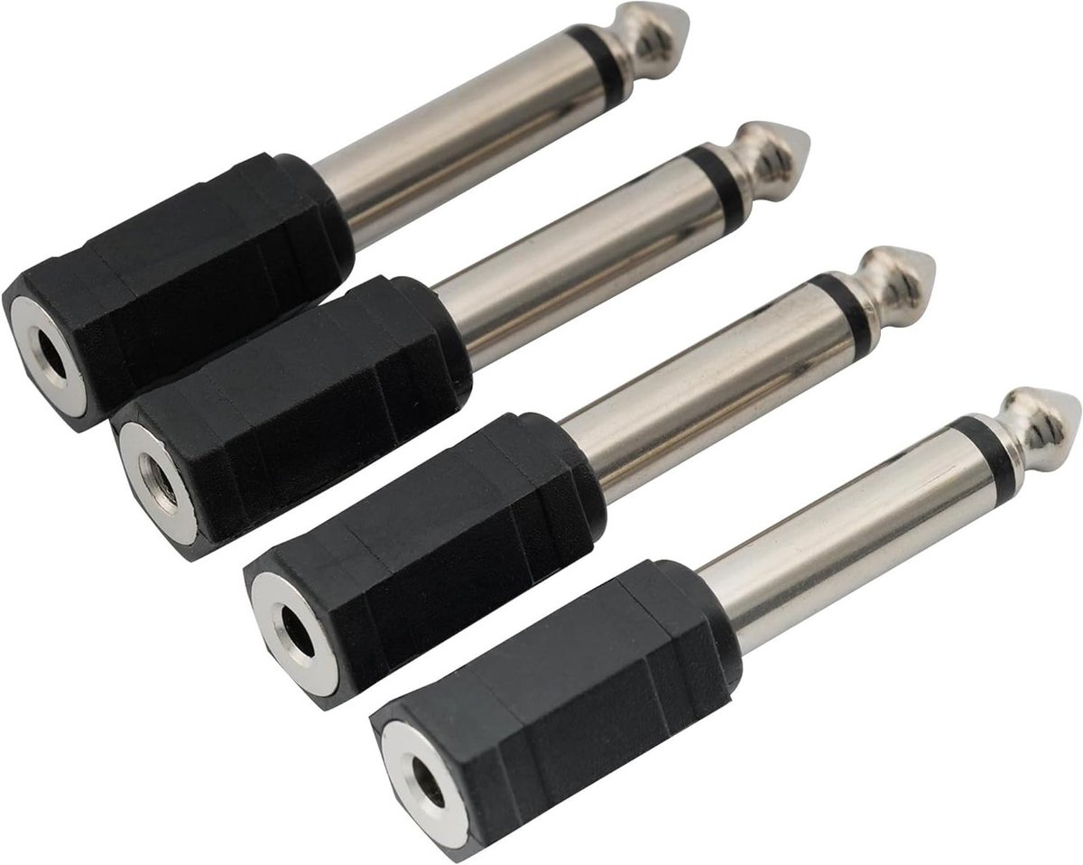 4 Stuks 3,5mm naar 6,35mm Mono Jack Audio Adapter voor Gitaar en Koptelefoon
