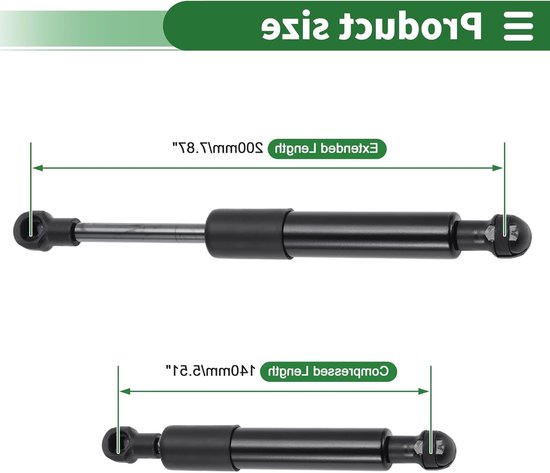 200mm Gasveren 70lbs/320N/32kg Koolstofstaal Zwart voor RV Auto Toolbox Dekk — afbeelding 3