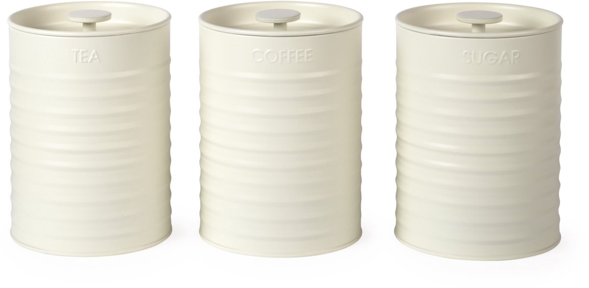 Russell Hobbs Ribbed 3-delige voorraadbussenset - Geribbeld, Crème