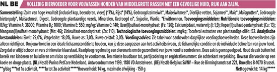 PURINA® PRO PLAN® Sensitive Skin Medium Adult - Hondenvoer - Zalm - 14 kg