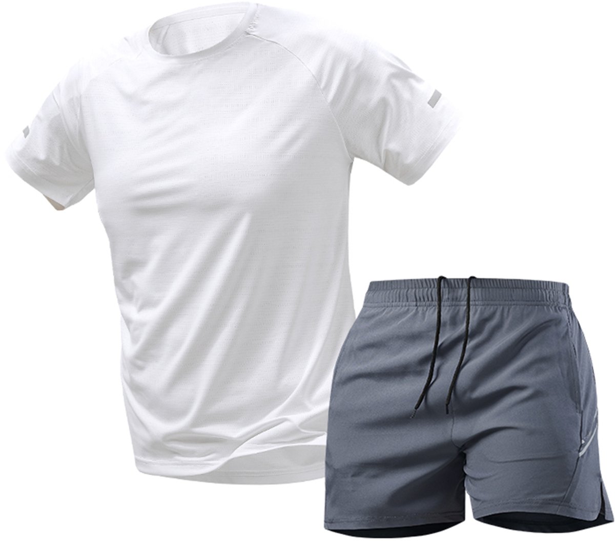 YOUTHUP Heren Effen Sportset van IJszijde – Rond Hals T-shirt met Korte Broek-XL