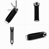 Keystaq Sleutelhanger / Sleutel Organizer – Compacte Sleutelhouder – Tot 8 Sleutels – Leer - Zwart Structuur