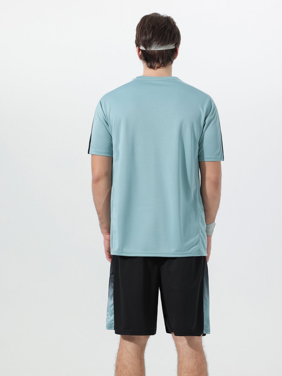 YOUTHUP Heren Contrastkleur Sportset - Rond Hals T-shirt met Korte Broek - XL
