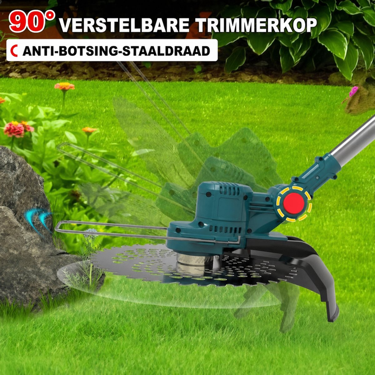 Accu Grasmaaier - 750W Elektrische Grastrimmer (Zonder Accu/Lader) - 4-in-1 Multifunctioneel - Borstelloze Motor - Verstelbaar - Geschikt voor 18V-21V Accu's (Makita Compatibel) – foto 4