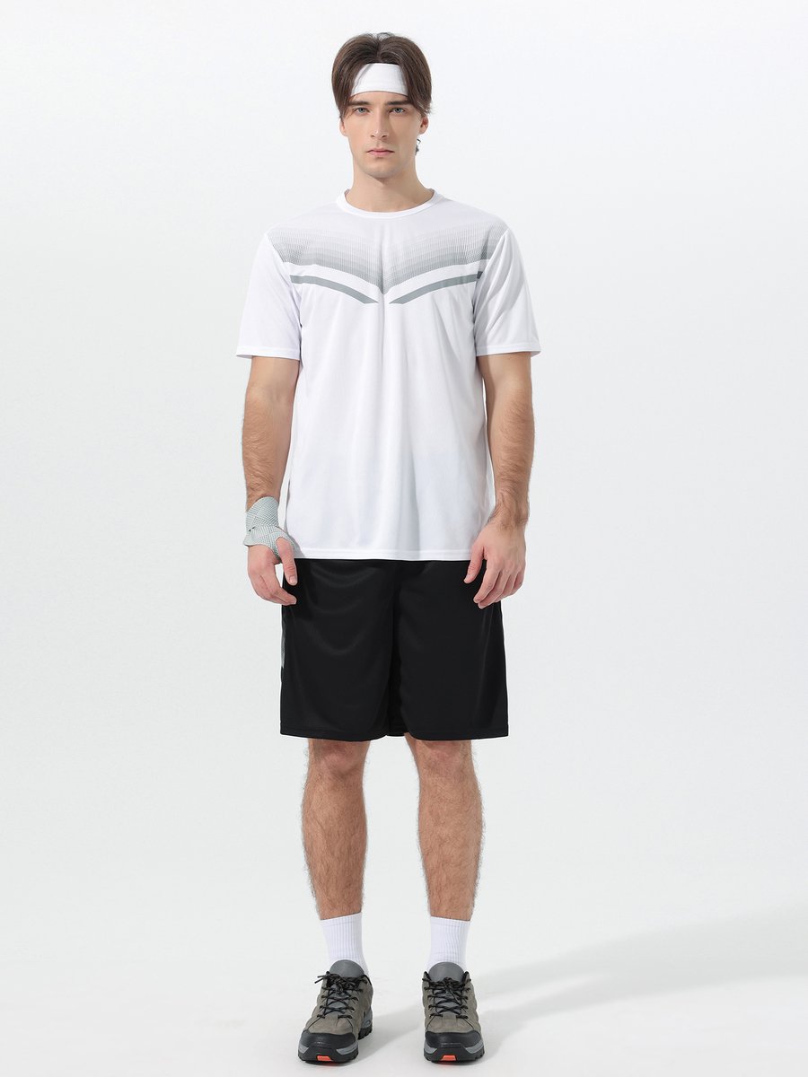 YOUTHUP Heren Tweekleurige Sneldrogende Sportset – Rond Hals T-shirt met Korte Broek - M
