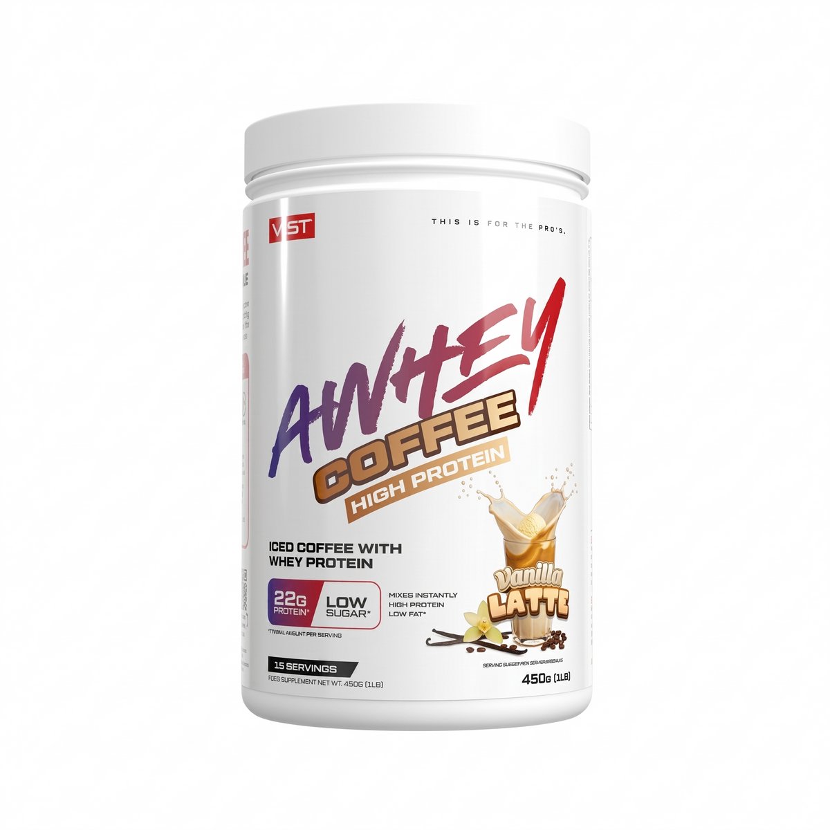 VAST AWhey Coffee (450g) Vanilla Latte - Functionele voeding - Eiwitrijke voedingsmiddelen