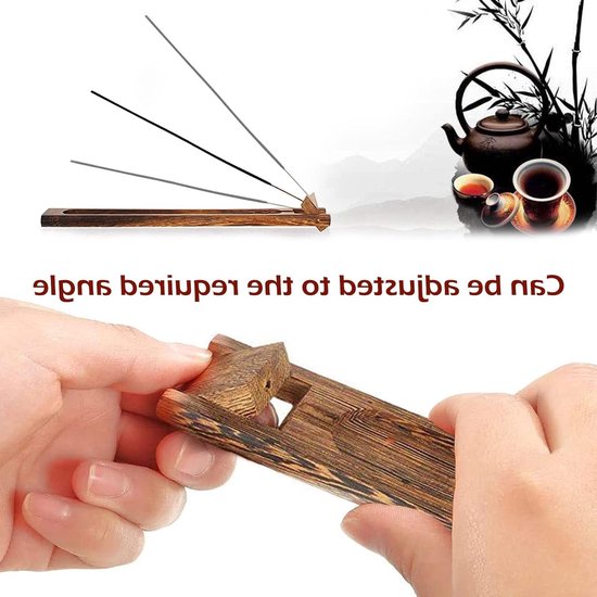 Houten Incense Stick Houder Set van 2 - Ideaal voor Meditatie, Yoga en Aromatherapie, Met Asopvang voor Binnen en Buiten van houten — afbeelding 3