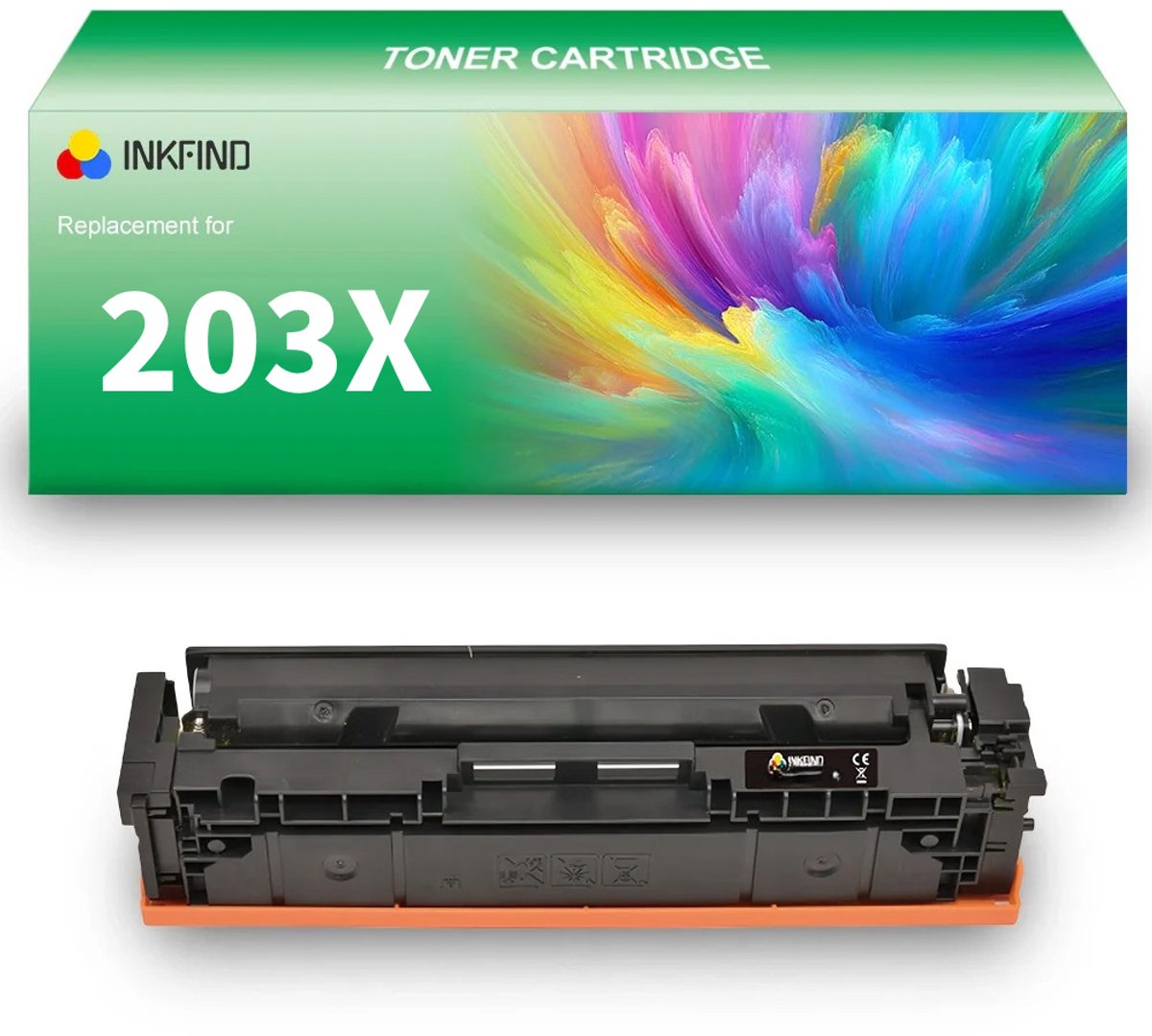 INKFIND 203XU (CF540X) / 201X (CF400X) Zwart tonercartridge compatibel met HP 203X (CF540X) Zwart Canon Toner 054H Zwart HP 201X (CF400X) Zwart Canon Cartridge 045H Zwart - 1-pack Zwart