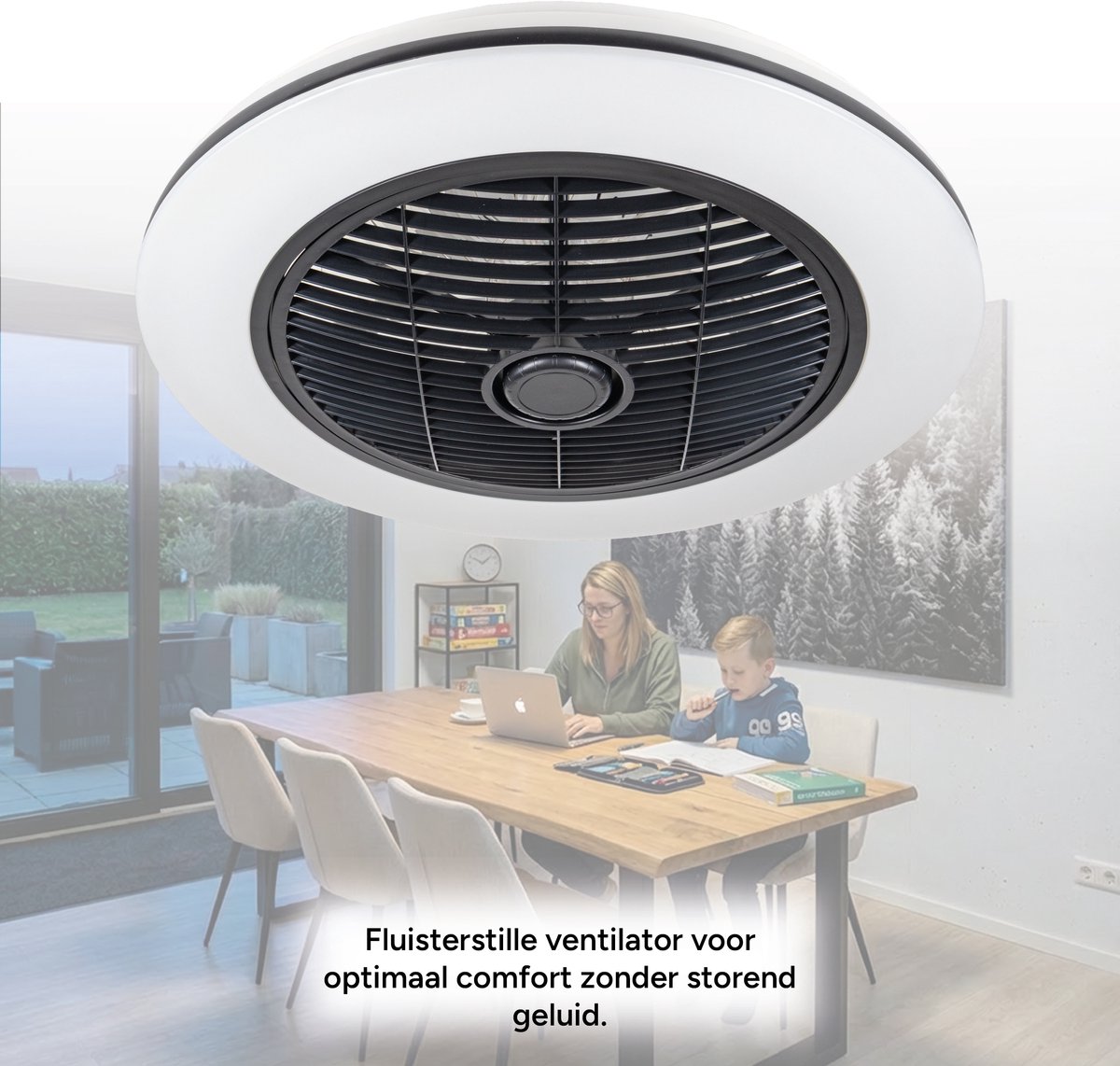 Proventa 3D Air Plafondventilator met verlichting 50 cm - Verspreidt lucht over hele kamer - Plafondlampen met Ventilator & Lamp - Met afstandsbediening - Ventilatorlamp - Ventilatoren plafond - Plafonventilator thumbnail 4