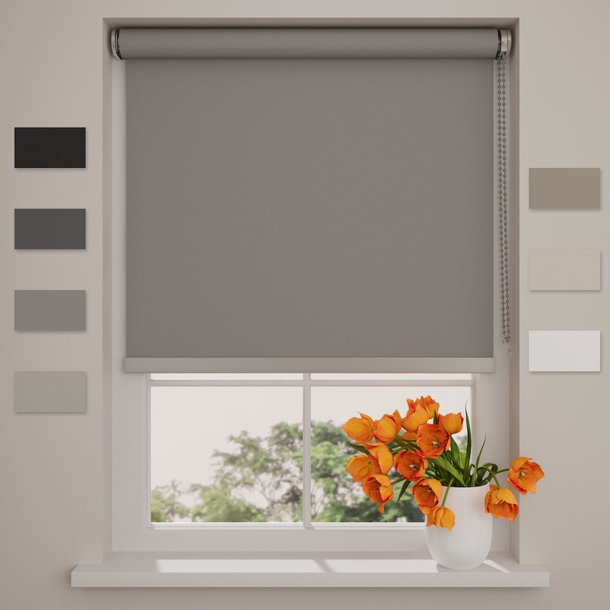 DTCH® Rolgordijn Verduisterend - Easy Royal - Grijs - 150 x 190 cm - Rolgordijn zonder bor