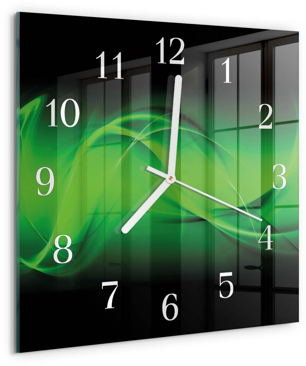 TULUP Wandklok - Abstractie Moderne Wandklok Glas - 30x30 cm - Groente Wandklok Glas Decoratie - Witte Handen - Vierkante Wandklok - Glazen Klok Met Print - Wandklok Glas Met Motief Groente - Abstractie