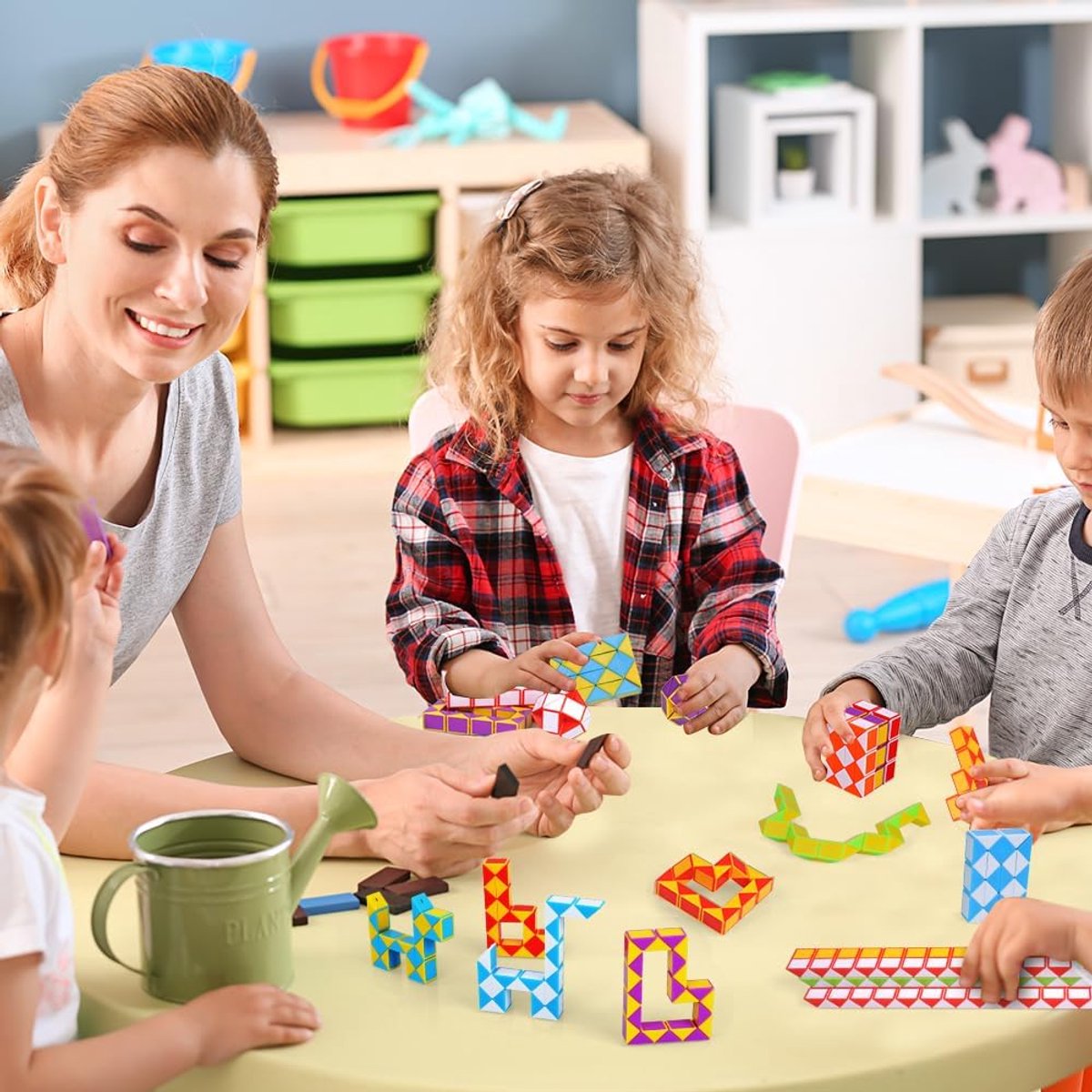 Partizzle 24x Fidget Toys Slangen Pakket - Puzzel Slang Uitdeelcadeautjes - Grabbelton Traktatie Cadeautjes - Sensorisch / Educatief Klein Speelgoed - Voor Kinderen & Peuters - Regenboog — afbeelding 9