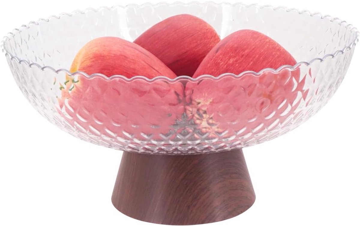 Decoratieve Fruitkom van Plastic met Houten Look, Snackopslag met Afneembare Bodem en Afvoergat, Ideaal voor Vers Fruit en Tussendoortjes