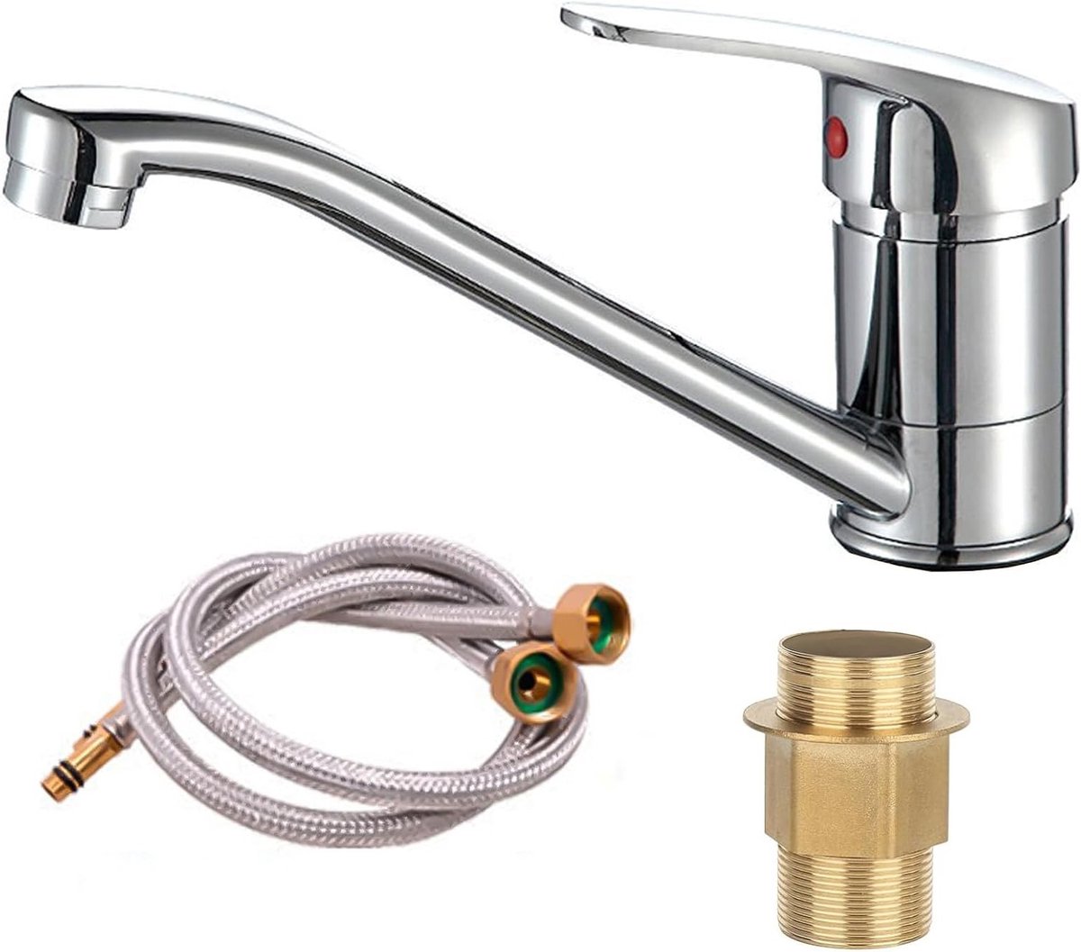 Keukenmengkraan met 360° draaibare uitloop, keramische cartridge en 60cm koud/warm water s