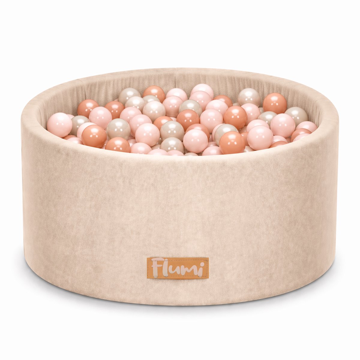 Flumi - Schuim Kinder Ballenbad - Inclusief 200 Ballen - Afneembare Hoes - Beige met Perzikkleurige Ballen