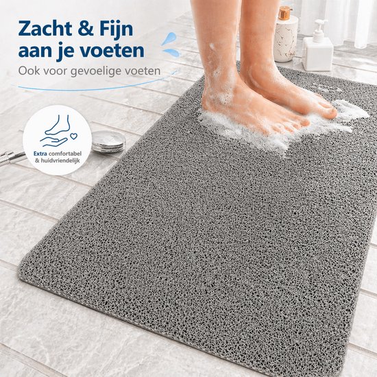 GLODI GOODS® Antislip badmat douchemat 40x60 cm - voor in de douche of bad – antislipmat waterdoorlatend – GRIJS