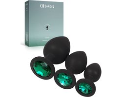 OHYES 3-Delige Siliconen Buttplug Set – Anal Butt Plug – Seks Toys voor Mannen & Vrouwen – Anale Seksspeeltjes - Buttplugs Anaal Speeltje met Diamanten - Groen