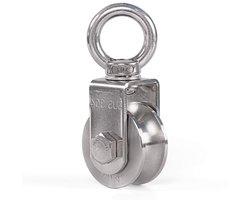 48mm U Swivel Pulley van 304 RVS, enkele katrol met duplex lagers voor tillen, gym en hondenrennen