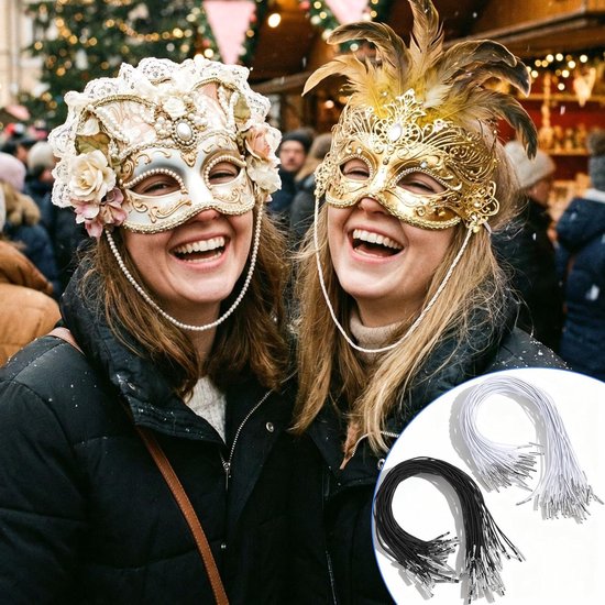 Elastische Hoedband met Metalen Spines 30 cm - Ideaal voor Maskers, DIY Feesthoeden en Boekbinding - Wit — afbeelding 4