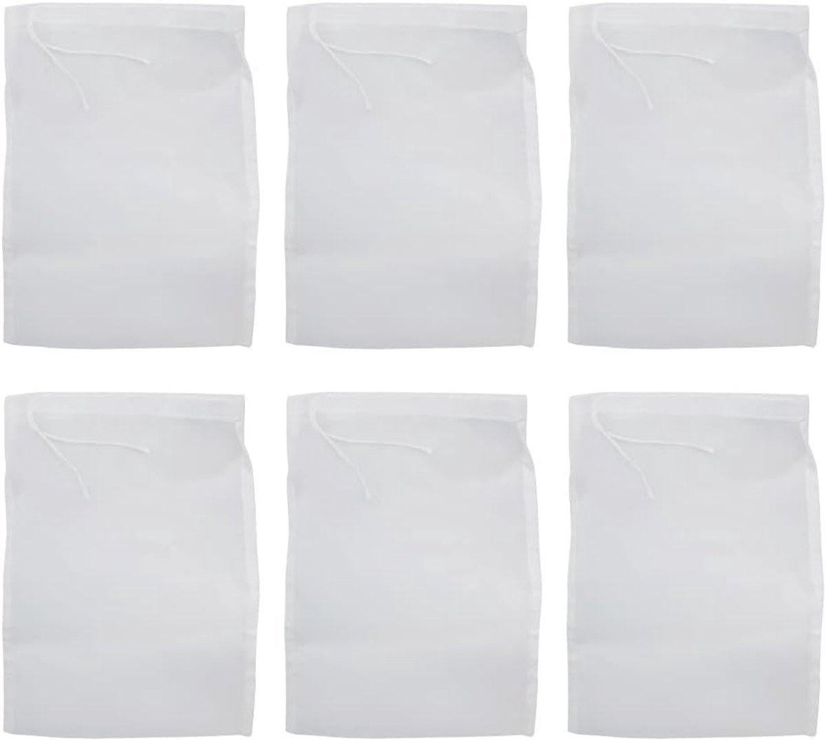 Set van 6 Wasbare Fijnmazige Zeefdoeken voor Notenmelk, Fruitsap en Groentesap - 300 Mesh, 15x20 cm