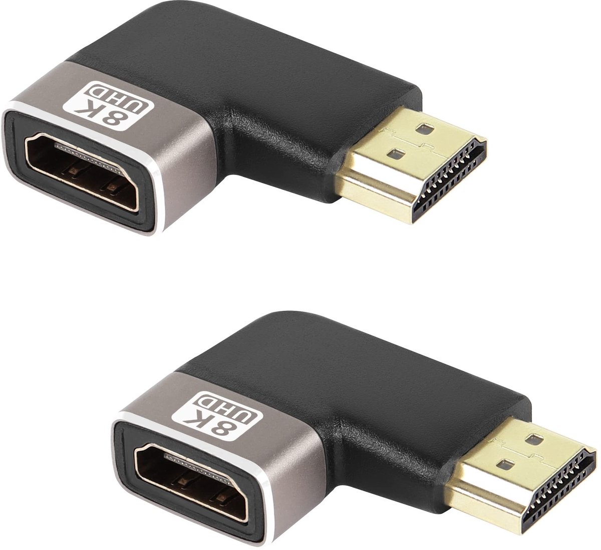 QIANRENON 8K HDMI Male naar Female 90 Graden Adapter - 2 Stuks