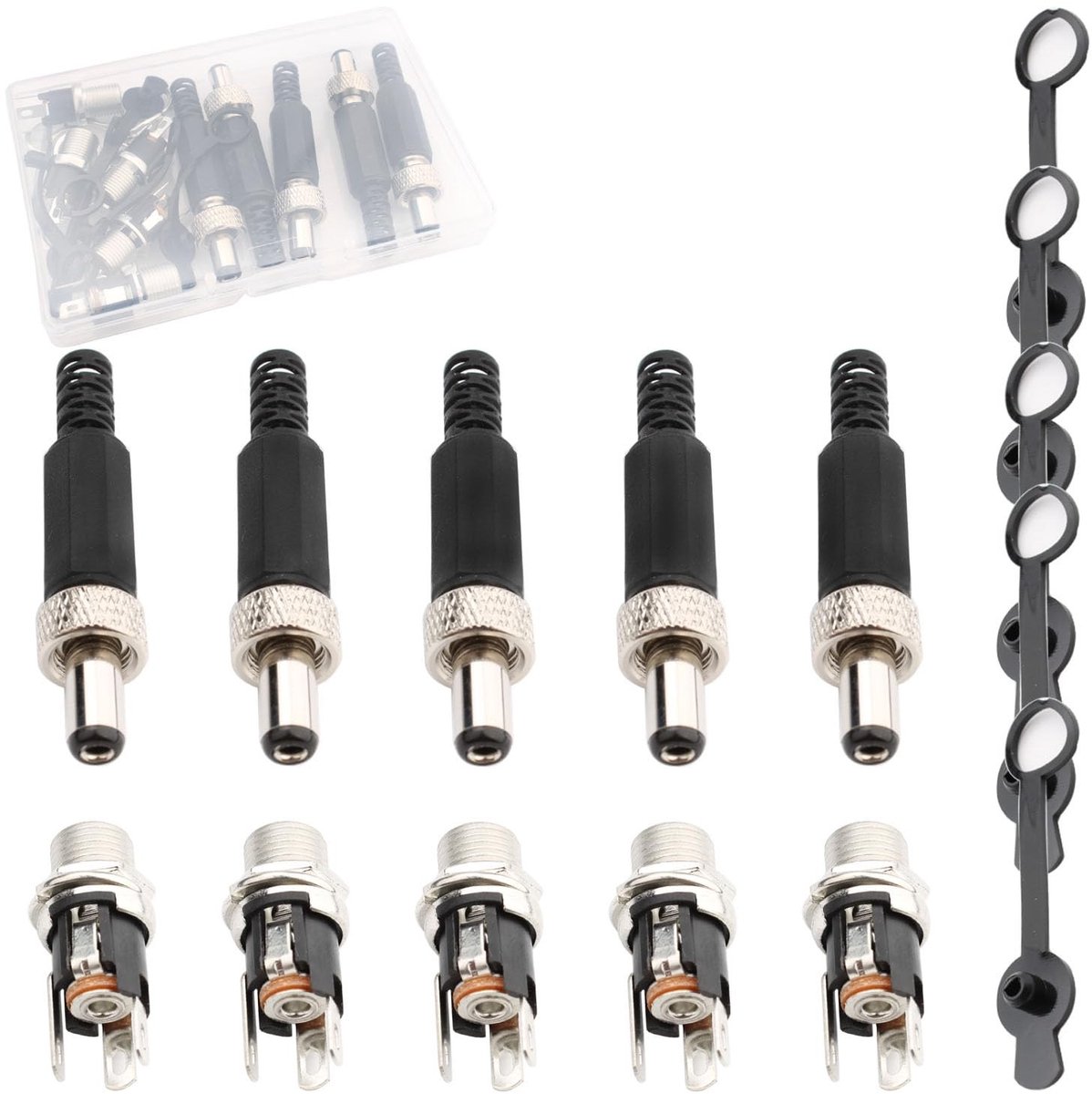 RUNCCI-YUN 5x DC Power Connector 5.5x2.5mm met Waterdichte Cap voor CCTV en Elektronische Apparaten