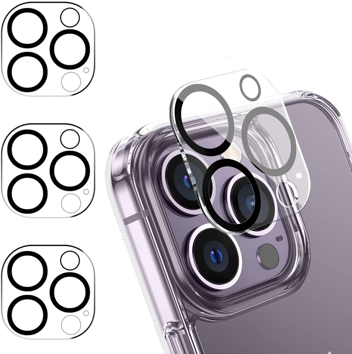 Allecto - Camera-beschermglas - iPhone 12 Pro Max - Krasbestendig - 3 stuks - HD-helderheid - Volledige camerabescherming - Geschikt voor iPhone 12...