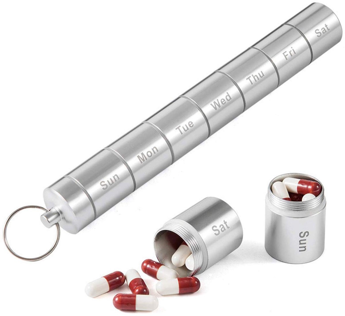 Allecto - Pillendoos Aluminium Legering - Waterbestendige Draagbare Organisator - Ideaal voor Medicatie en Supplementen - 7-Daagse indeling - Handi..