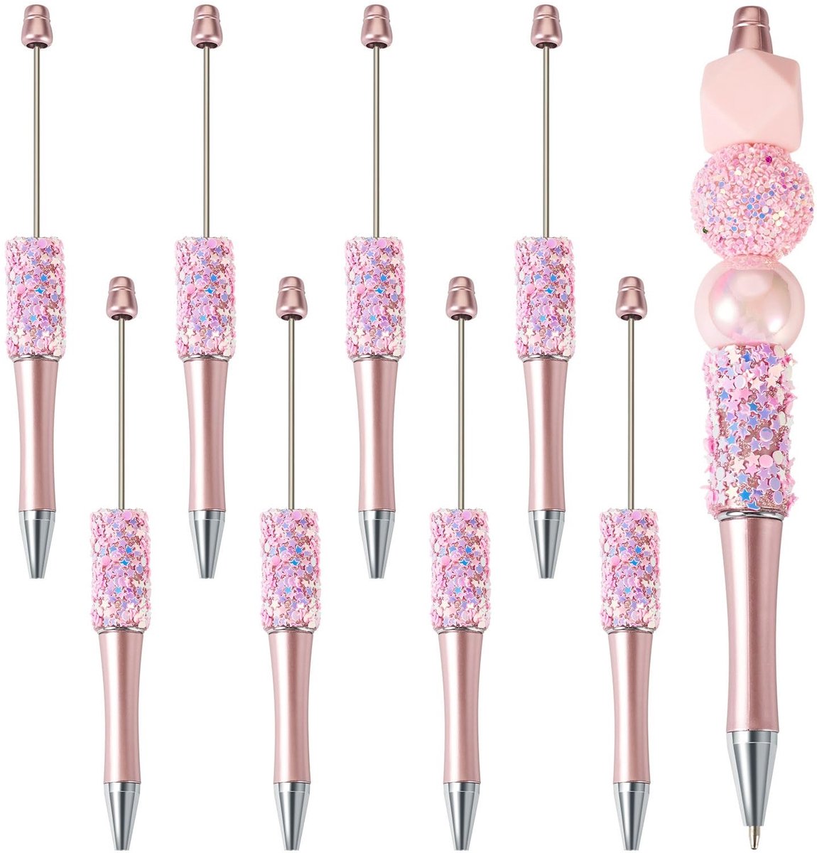 Allecto - Ster Sequin Balpen Set - DIY Beaded Pens - Flamingo Design - Creatief schrijven - Kantooraccessoires - Handgemaakt - Persoonlijk cadeau