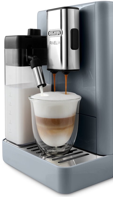 De'Longhi Rivelia - volautomatische espressomachine met LatteCrema Hot melkopschuimer en Bean Switch System - Pebble Grey - EXAM440.55.G