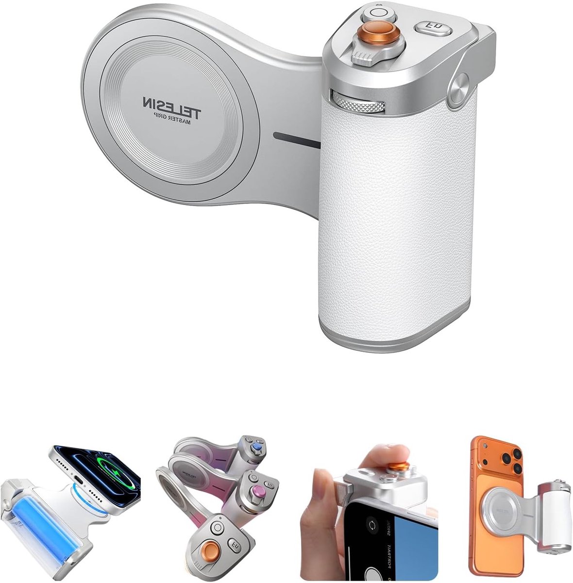 Professionele Camera Grip voor Smartphones met Draadloze Oplading, 3200mAh Batterij en Magnetische Handgreep voor iPhone en Android