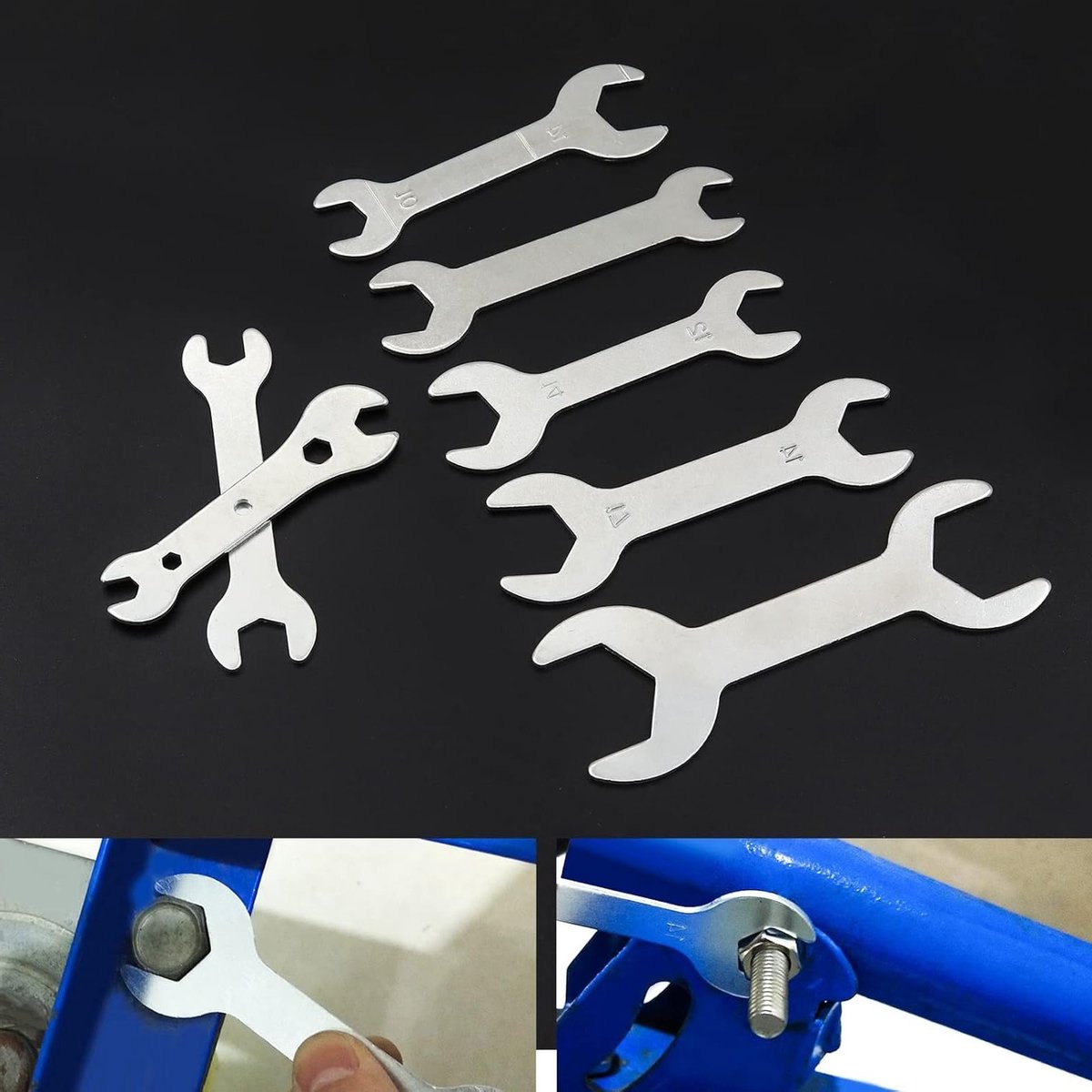 Set van 7 Dubbele Steeksleutels, 1.5 mm, Platte Sleutel Combinatie, Reparatietools voor Krappe Ruimtes en Precisiewerk