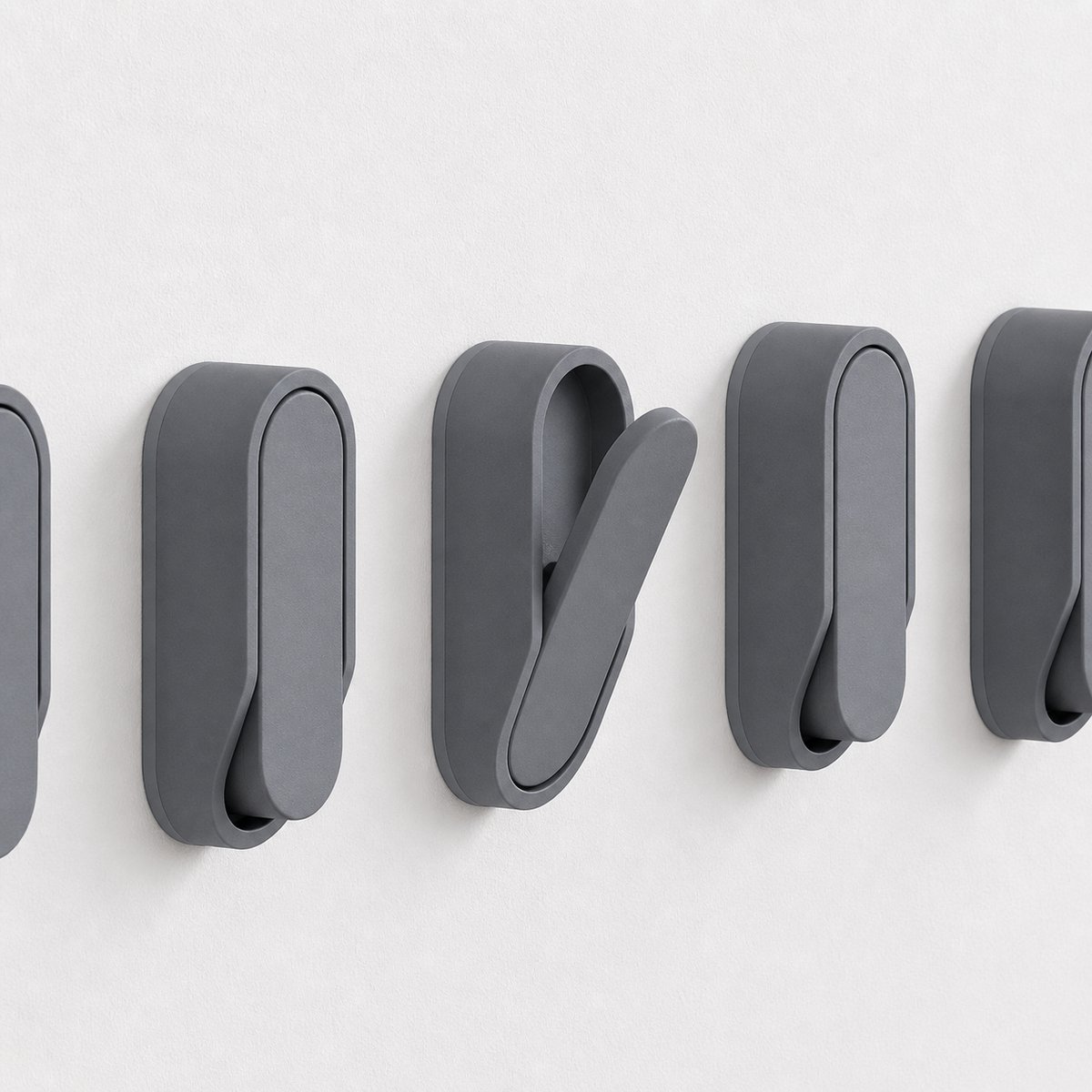 Set Van 3 Opvouwbare Wandhaken Grijs Kapstok Haak - Ruimtebesparende Inklapbare Wandhanger Voor Jas Tas Sleutel Handdoek - Moderne Minimalistische Wandhaak Met Schroeven Voor Hal Badkamer Slaapkamer - Grijs