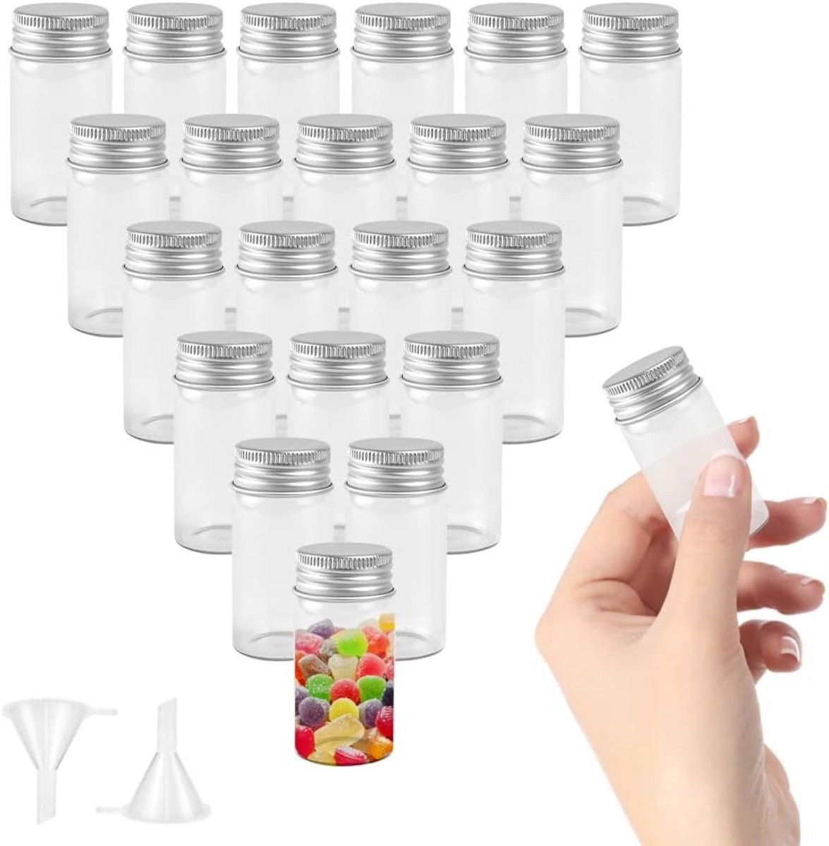 Glazen dispenserfles van 25ml met aluminium dop voor vloeistoffen, oliën en serums