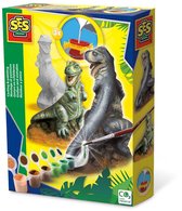SES Creative - Gieten en schilderen - T-rex dino - sneldrogend - met gietmal, houder, gips, verf en penseel - knutselen jongens - Dinosaurus Speelgoed