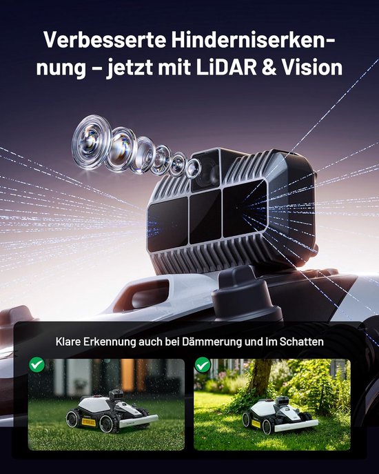 Robot grasmaaier zonder begrenzingsdraad 1500m² - LUBA Mini AWD LiDAR 20cm maaibreedte 80% helling 3D AI Vision GPS 4G slimme robotmaaier - HomebyNicole van Merkloos	 — afbeelding 5