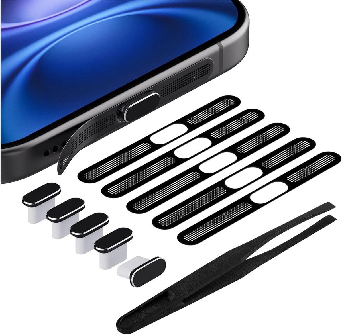 USB-C Stofbeschermingsplug voor Type-C Oplaadpoorten, Stofdichte Bescherming met Gaasdeksel, Ideaal voor Smartphones en Tablets