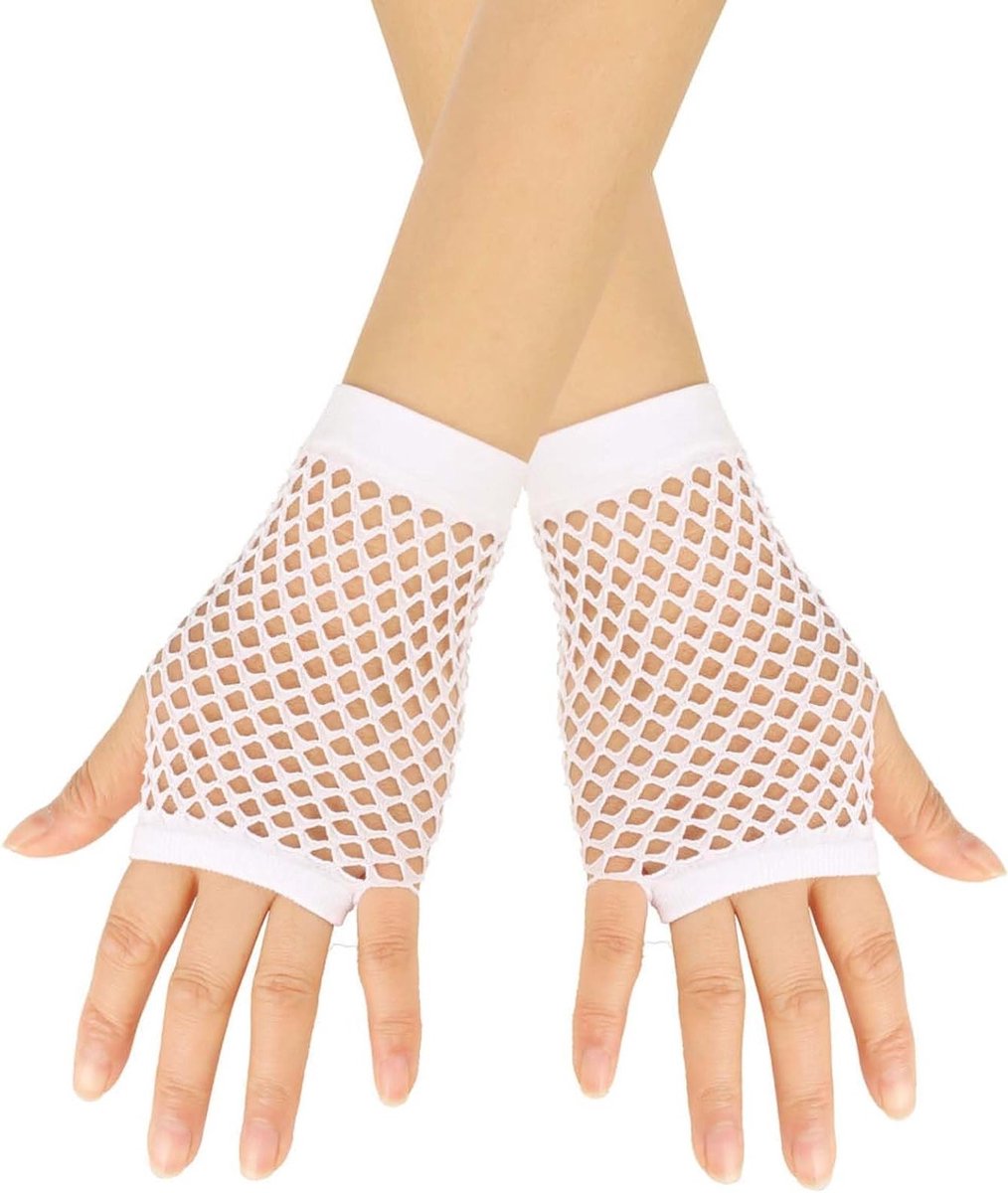 Elegante Visnet Handschoenen voor Feestkleding en Avondjurken voor Dames en Meisjes - Wit, One Size, Perfect voor Speciale Gelegenheden