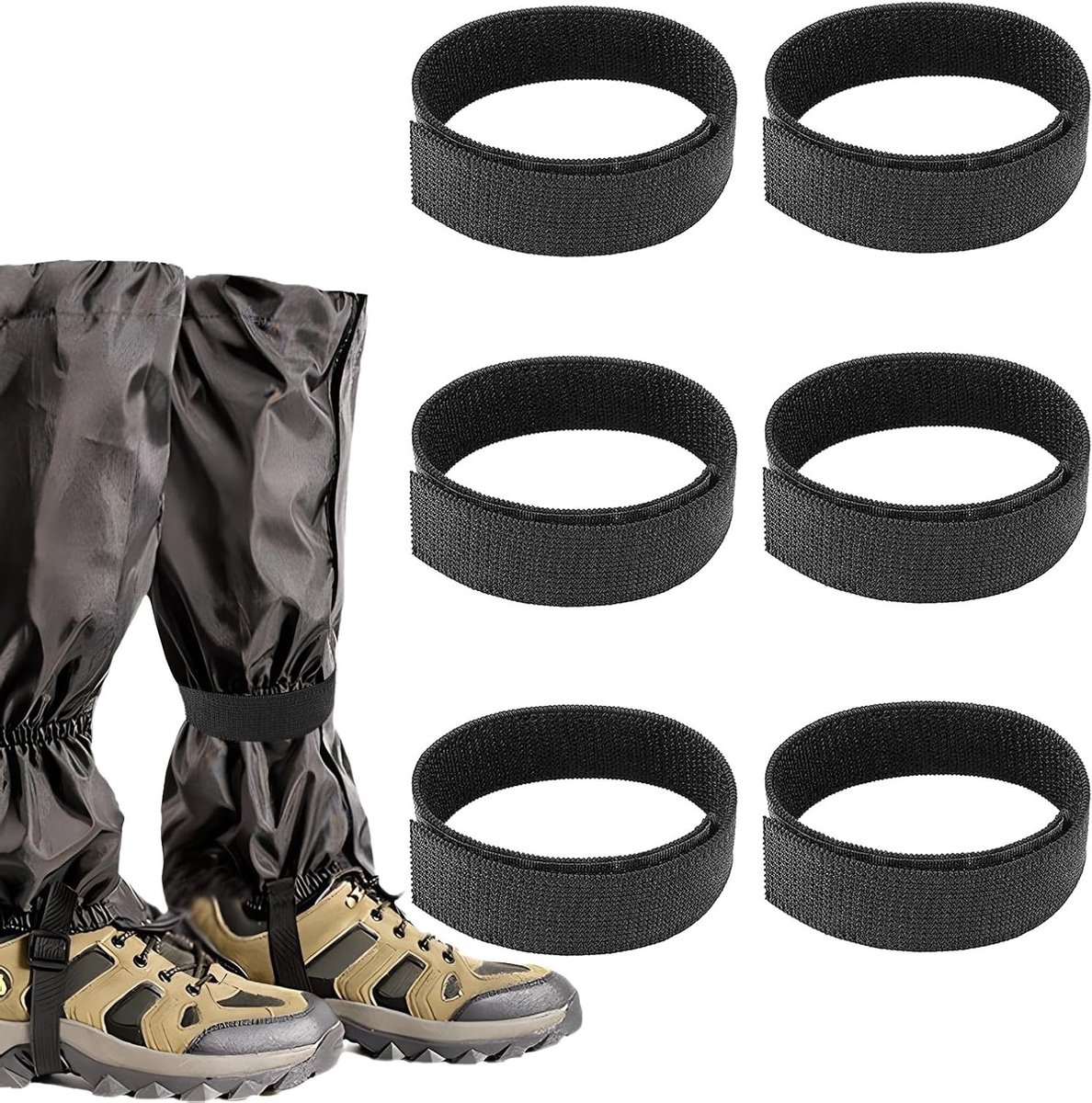 Zes Stuks Elastische Fietspants Band Set, Duurzame en Verstelbare Clips voor Fietsen, Wandelen en Kamperen, Geschikt voor Mannen en Vrouwen (Zwart)