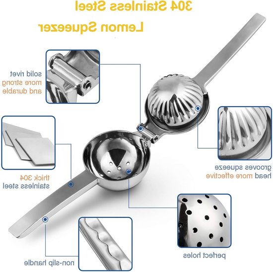 Heavy-Duty Roestvrijstalen Citroenpers - Grote Stevige Handmatige Citrus Juicer voor Effectieve Juicing van Fruit citruspers — afbeelding 4