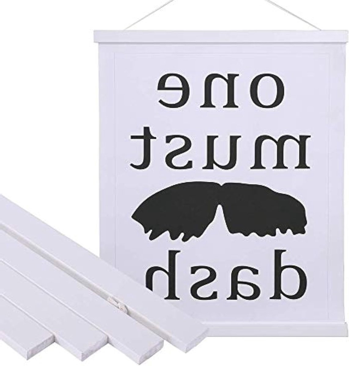 Magnetische Poster Hanger van Licht Hout voor Foto's, Canvas Kunst en Wandkaarten - Groot Formaat (30cm/11.8", Wit)