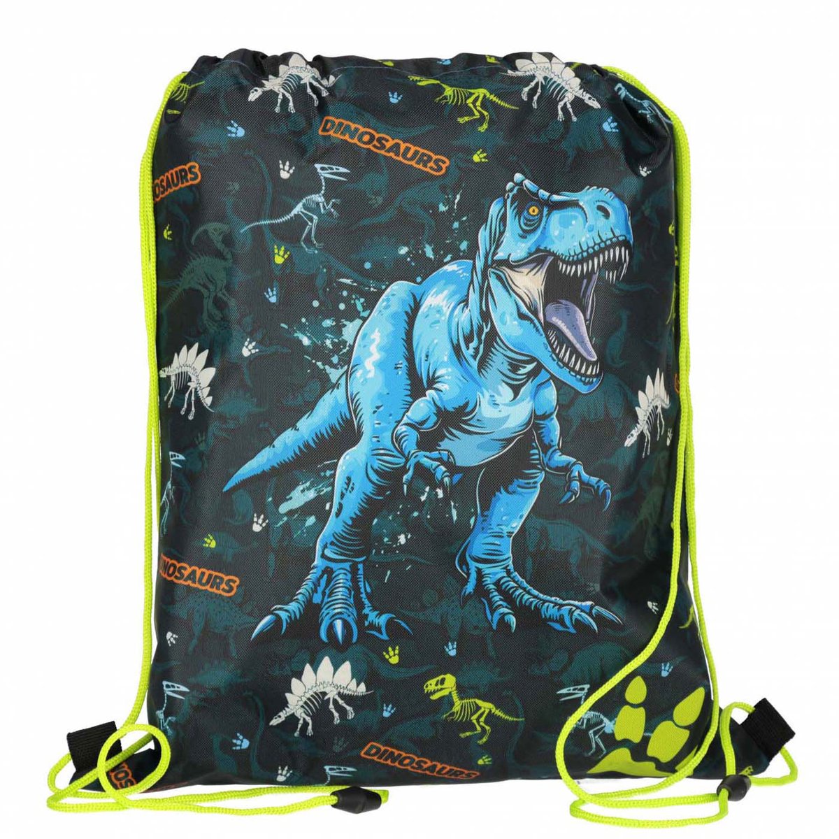Lobbes gymtas dino - kleurrijke kindertas met poten en koorden.