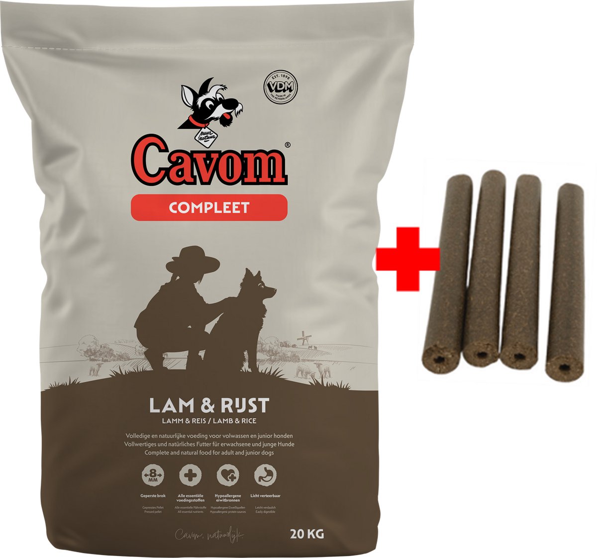 Cavom compleet Lam & Rijst - 20kg + 4x gratis Frikandel