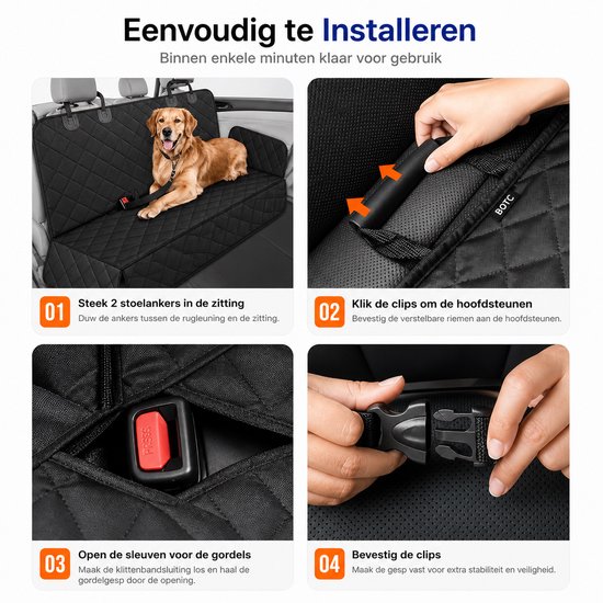 BOTC Dog Blankets - Couverture de voiture pour banquette arrière ou coffre à bagages pour chiens - Zwart