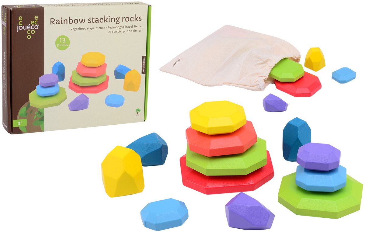 Jouéco® - Regenboog stapelstenen 13-delig
