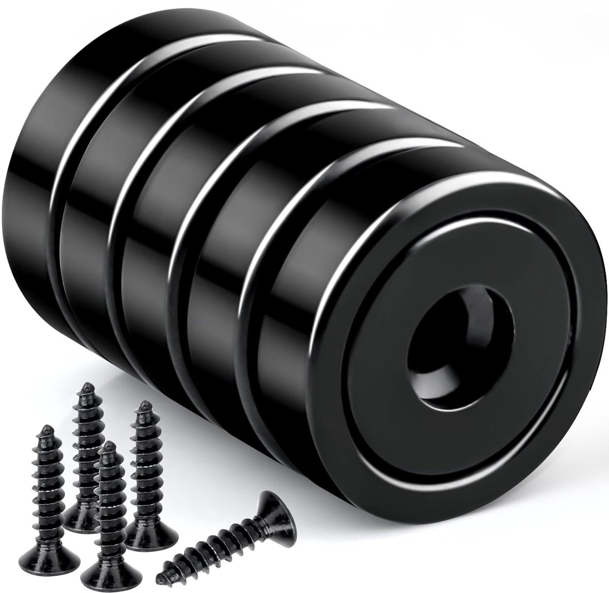 Extra sterke neodymium magneten met schroefgat - 10 kg - 20 mm - 5 stuks