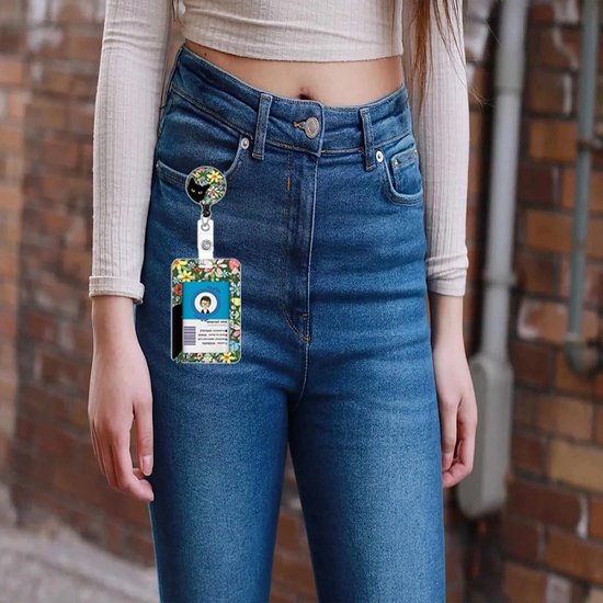 Badgehouder met Kattenpatroon, Uittrekbare Badge Reel met Carabiner Haak voor Werkers, Verpleegkundigen en Studenten — afbeelding 4